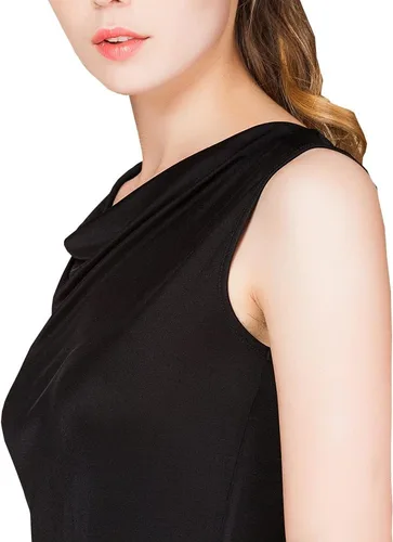 Vista 4 de Camiseta sin mangas de seda de morera para mujer, sin mangas, cuello redondo, de seda pura, camiseta de verano de seda real