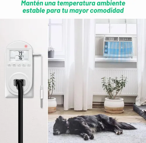 Vista 6 de briidea - Toma de temperatura controlada, salida de termostato compatible con aire acondicionado de ventana, calentadores de espacio, ventiladores