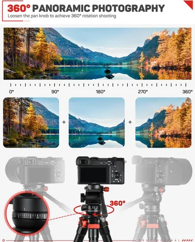 Vista 5 de IFOOTAGE Trípode con cabezal fluido, trípode de viaje de 62 pulgadas para cámara, trípode de video de aluminio ligero, compatible con cámaras Sony