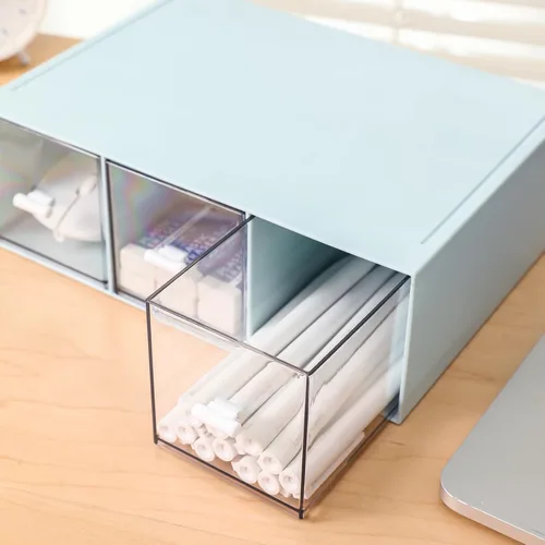 Vista 7 de MILULUGO Organizador de plástico con 3 cajones para almacenamiento de cosméticos, organizador de escritorio, organizador de maquillaje para esmalte