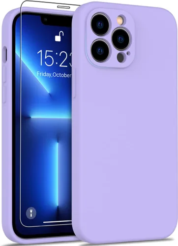 Vista 48 de DEENAKIN Funda de silicona compatible con iPhone 12 con protector de pantalla, mejora la protección de la cámara, funda protectora suave y flexible
