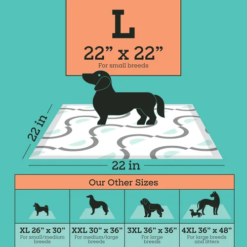 Vista 6 de Pet Life Unlimited Smart Prints - Almohadillas grandes para cachorros, 22 x 22 pulgadas, 42 unidades (L) Elegantes almohadillas de entrenamiento