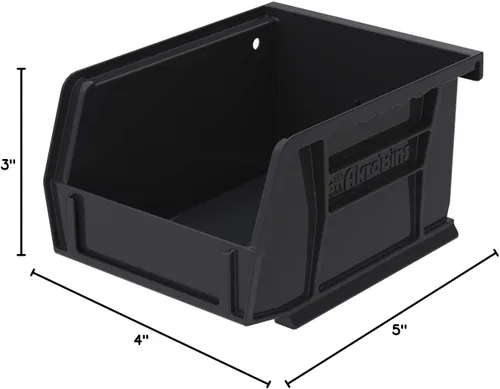 Vista 8 de Akro-Mils 30210 AkroBins - Cubo organizador apilable de plástico para colgar, 5 x 4 x 3 pulgadas, negro, paquete de 24 y divisor de plástico 40210