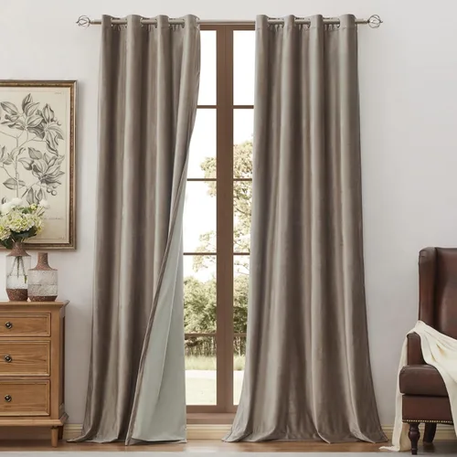 Vista 35 de BULBUL Cortinas de terciopelo 100% opacas negro oro, cortinas modernas con forro de 63 pulgadas de largo, cortinas térmicas con ojales para sala