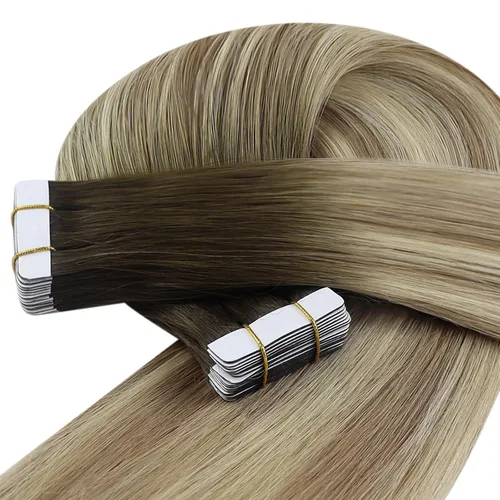 Vista 104 de YoungSee Extensiones de Cabello Humano con Cinta Balayage Extensiones de Cabello con Cinta Marrón Oscuro Extensiones de Cabello con Cinta Ombre
