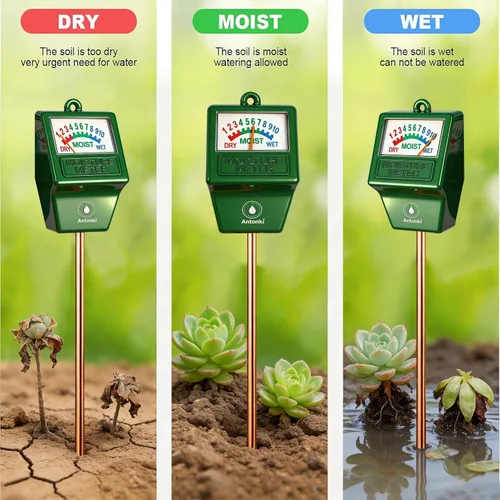 Vista 6 de Antonki Paquete de 2 medidores de humedad del suelo, medidor de agua para plantas de jardinería, agricultura, probador de suelo, sensor higrómetro