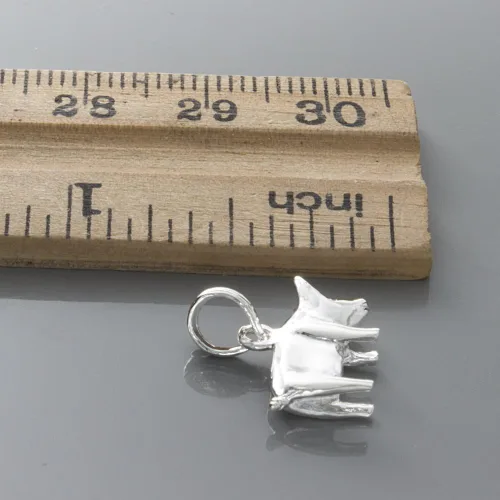 Vista 4 de Colgante de plata de ley 925, mini cerdo 3D con cola Q rizada HP, Metal, Sin gemas.