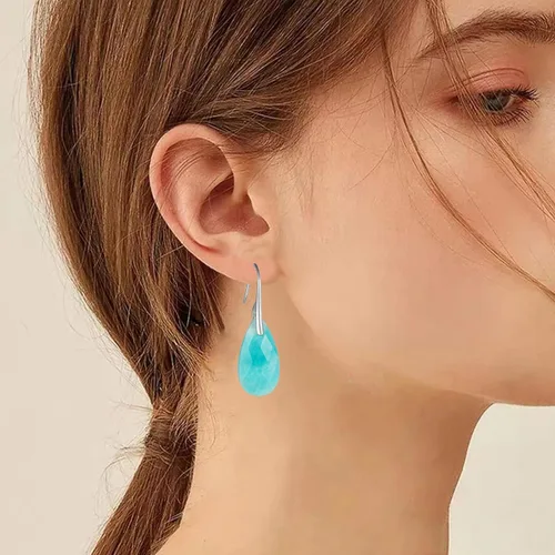 Vista 2 de Plumiss Aretes de piedra natural para mujer, con piedras curativas, hipoalergénicas, ligeros, colgantes de múltiples estilos, joyería para regalo