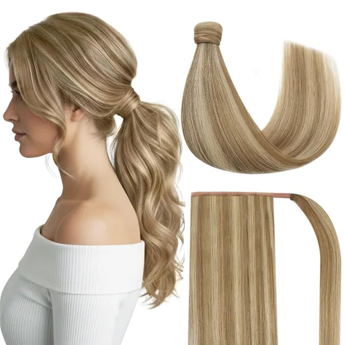 Vista 20 de Ve Sunny Extensión de cola de caballo de 2.82 oz, extensiones de cabello humano real real para mujer, color negro azabache, 14 pulgadas Pony-1-1-#1
