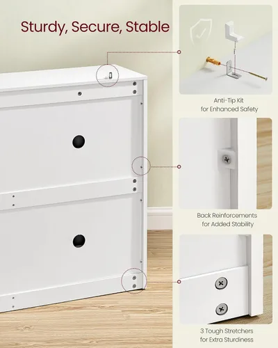 Vista 5 de VASAGLE Gabinete de zapatos con 4 puertas abatibles, armario de almacenamiento para 16-28 pares de zapatos, divisores ajustables, para entrada, 9.4