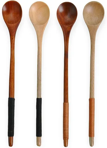 Vista 7 de Cucharas pequeñas de madera, cucharas pequeñas para sopa cucharas de servir, cucharadita de madera para café, té, mermelada, sales de baño, postre