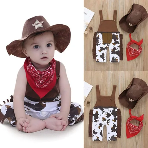 Vista 7 de Conjunto de ropa de bebé para niños y bebés, de algodón y tirantes