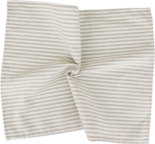 Vista 7 de Juego de 12 servilletas de tela de lino y algodón a rayas lisas, para eventos y uso doméstico (beige)