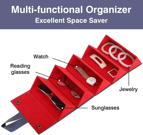 Vista 2 de MoKo - Organizador de gafas de sol con 5 ranuras, estuche de viaje para gafas de sol portátil, estuche de almacenamiento para mujeres y hombres