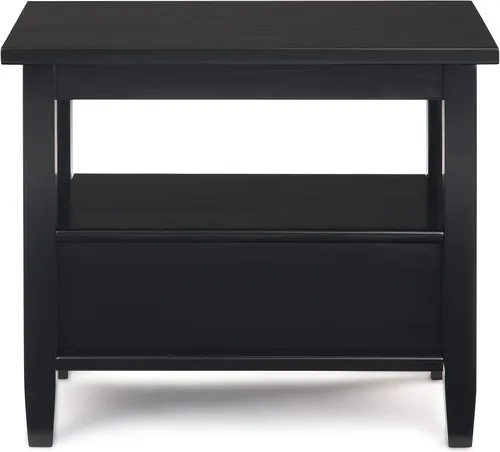 Vista 12 de SIMPLIHOME - Mesa lateral estrecha rectangular Warm Shaker, de madera maciza, de 14 pulgadas de ancho, estilo transicional, color negro, para sala