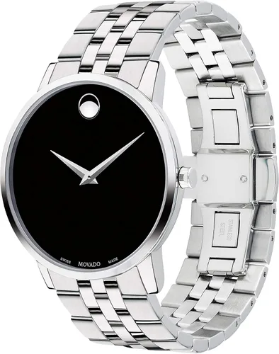 Vista 3 de Movado Men's Museum Stainless Steel Watch with Concave Dot Museum Dial, SilverBlack (Model 607199)