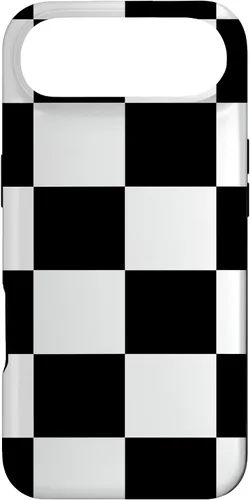 Vista 27 de Black and White Classic Checkered Big Checkerboard Pattern Case for iPhone 16