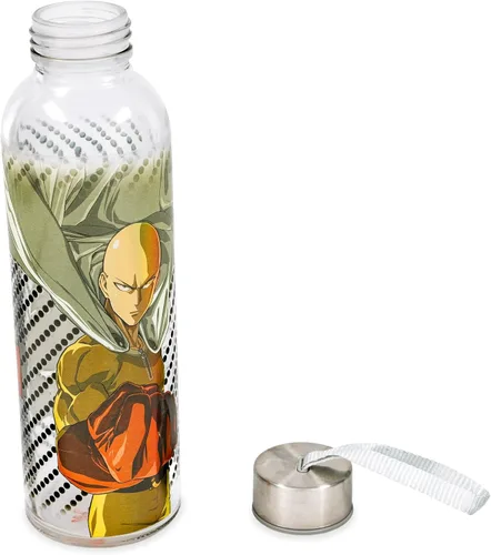 Vista 4 de JUST FUNKY One Punch Man - Botella de agua de vidrio (18 onzas)