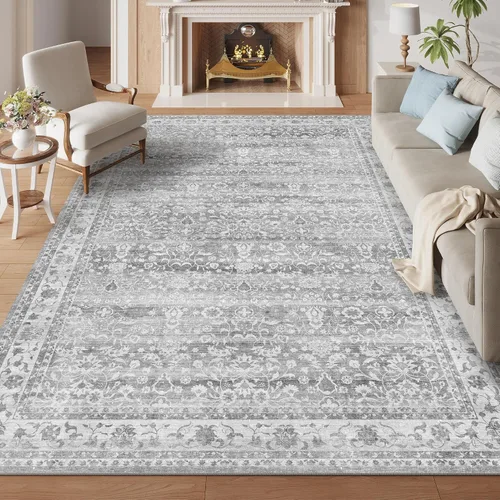 Vista 3 de Alfombra de 2 x 3 pies, antideslizante, lavable, de pelo bajo, suave, delgada, pequeña, alfombra vintage y bohemia para interiores, alfombras