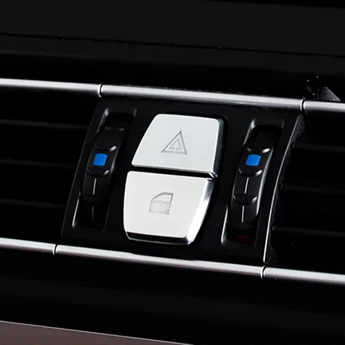 Vista 8 de x xotic tech Interruptor de bloqueo de ventana de luz de emergencia, botón de ventilación de CA, compatible con BMW Serie 5 6 7 X3 (plateado)