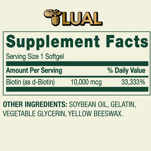 Vista 3 de Spring Valley Biotin 10000mcg 120 unidades, suplemento dietético para cabello, piel, uñas, vitaminas para el cabello para la pérdida de cabello