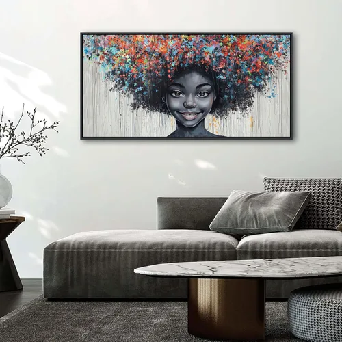 Vista 4 de KLAKLA Arte de Pared de Mujer Negra Mujeres Afroamericanas Decoración de Pared Arte Abstracto Moderno Chica Negra Lienzo Póster Impresiones Cuadros