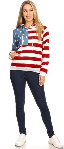 Vista 5 de Anna-Kaci - Sudadera con capucha para mujer, diseño de bandera americana, estilo patriótico de Estados Unidos