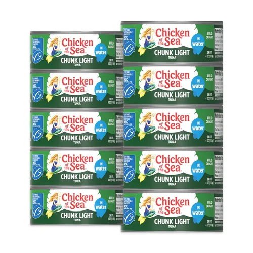 Vista 12 de Chicken of the Sea Atún ligero en trozos en agua, atún capturado en la naturaleza, 25% menos de sodio, latas de 5 onzas (paquete de 24)