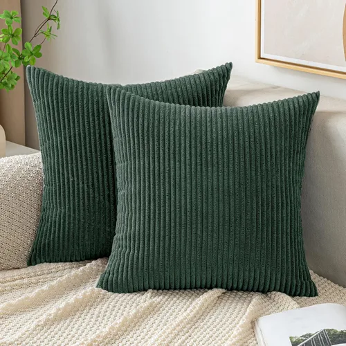 Vista 41 de EMEMA Fundas de Cojines Decorativos de Pana Suave a Rayas Cuadradas, Fundas de Almohadas de Primavera para Sofá, Dormitorio, Silla, Automóvil 16 x