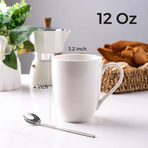 Vista 22 de GBhome Juego de 6 tazas de café de 12 onzas, tazas de café de cerámica con flores adhesivas para hombre, mujer, mamá, papá, juego de tazas de café