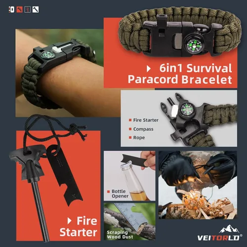 Vista 3 de VEITORLD Gifts for Men Dad Husband Him Fathers Day, Survival Gear and Equipment 12 in 1, Survival Kits, Cool Unique Fishing Hunting Anniversary