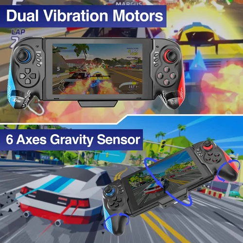 Vista 3 de ZUJO Pro Controller for Nintendo Switch, Joy-Cons Replacement, Wireless Gamepad Case With Six Axes Gravity Sensor, Dual Motor Vibration and Turbo