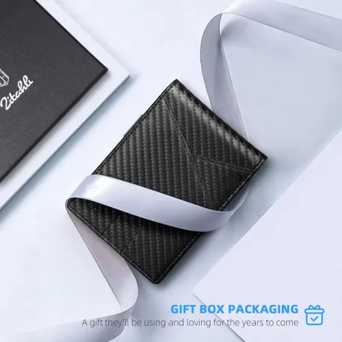 Vista 101 de Zitahli - Billeteras delgadas RFID para hombres, billetera de cuero flexible con clip de dinero, cartera minimalista con bolsillo frontal