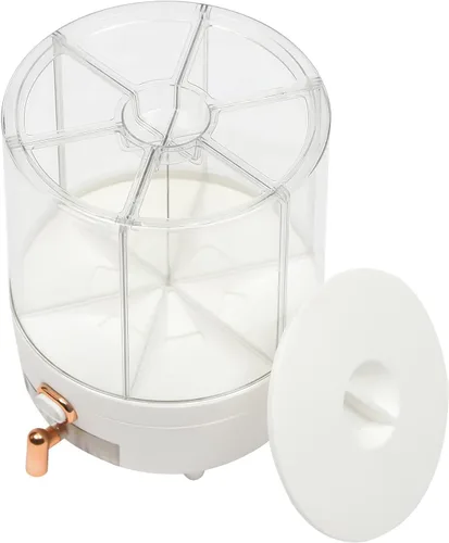 Vista 9 de Dispensador de arroz, dispensador de cereales giratorio de 360° con tapa, organizador de almacenamiento de granos para encimera de cocina, alimentos