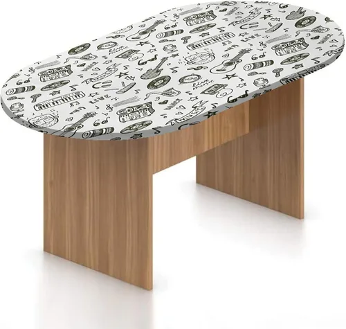 Vista 12 de Mantel ovalado ajustable para mesa de patio, con bordes elásticos de poliéster, diseño de conejitos y nubes Kawaii con bonitos estampado