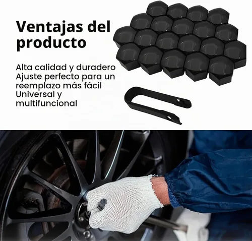 Vista 4 de 20 unidades de cubiertas para tuercas de rueda de coche, tapas hexagonales de 17 mm para pernos centrales, protector de cabeza de perno de cubo