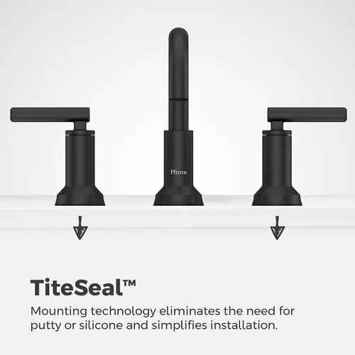 Vista 7 de Grifo para lavabo de baño Pfister Capistrano, 8 pulgadas de separación amplia, 2 manijas, 3 orificios, certificado NSF, acabado negro mate Spot Spot