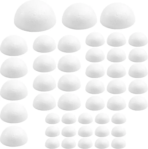 Vista 11 de Crafjie 150 piezas bolas de espuma de media pulgada blancas, bolas de espuma de poliestireno semirredondas, suministros para manualidades, bolas