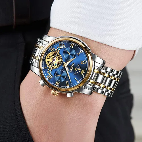 Vista 8 de OLEVS Automatic Watch for MenLuxury Self Winding Mechanical Watches for MenTourbillon Stainless Steel Men Dress Watches with Date DayFashion