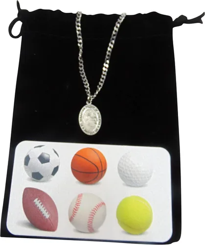 Vista 2 de Westmon Works Juego de medalla de San Sebastián para todos los deportes con colgante de medallón de peltre y tarjeta de oración en una bolsa
