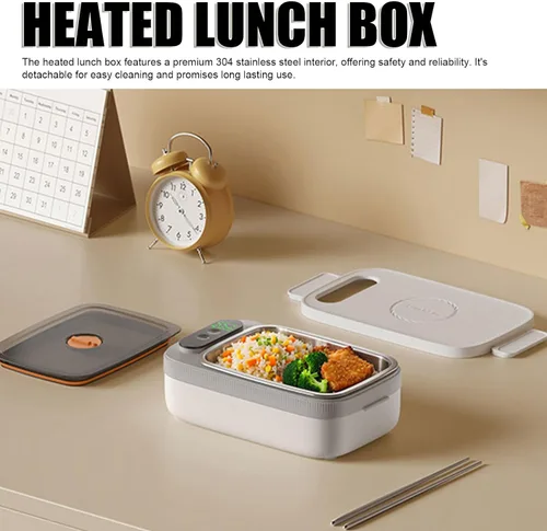 Vista 9 de Yinhing Fiambrera eléctrica para adultos, calentador de alimentos portátil de acero inoxidable 304, con batería de 14000 mAh para oficina, coche