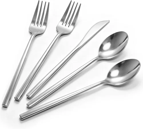 Vista 10 de Cubiertos de plástico beige, juego de cuchara de tenedor y cuchillo