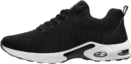 Vista 2 de Tinefiy Zapatos de punta de acero para hombres y mujeres, ligeros, con amortiguación de aire, zapatillas de seguridad antideslizantes