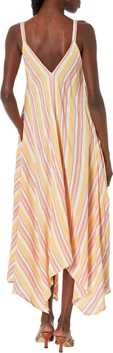 Vista 2 de Angie Vestido largo con dobladillo Hanky multicolor a rayas para mujer