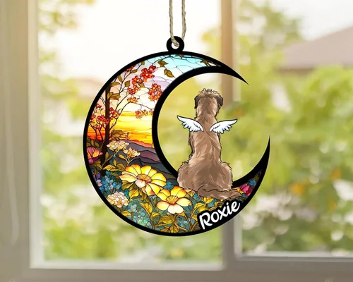 Vista 591 de LOVELYPOD Adorno de Navidad personalizado para perro Basset Hound (marrón) Basset Hound (marrón) adorno para atrapasoles de perro, razas de perros