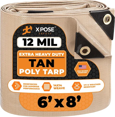 Vista 9 de Xpose Safety Lona protectora de polietileno plateado resistente de 5 x 7 pies - Funda protectora multiusos - Duradera, resistente al agua