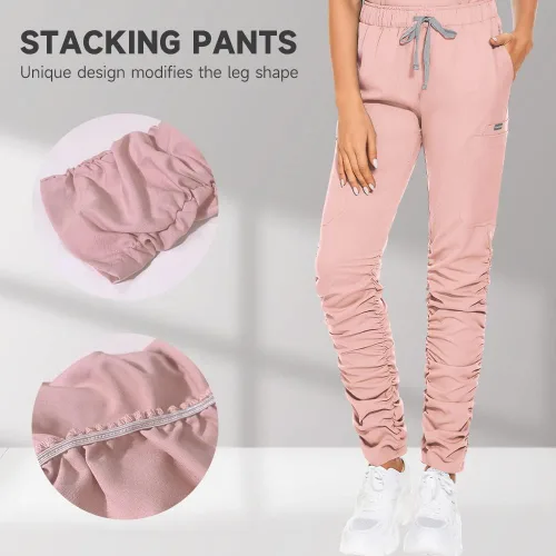 Vista 6 de niaahinn Conjunto de uniforme médico para mujer camiseta médica clásica con cuello en V y bolsillo y pantalones quirúrgicos