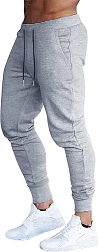 Vista 2 de BUXKR - Pantalones deportivos ajustados con bolsillos profundos para hombre, para gimnasio, correr y fisioculturismo