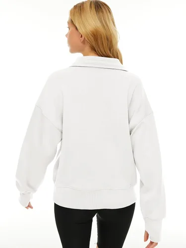 Vista 2 de AUTOMET Sudaderas de gran tamaño con capucha de forro polar para mujer, camisas de manga larga, ropa de otoño con bolsillo