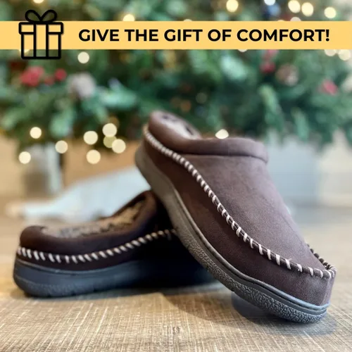 Vista 6 de Dearfoams Pantuflas Thompson de espuma viscoelástica para hombre Negro